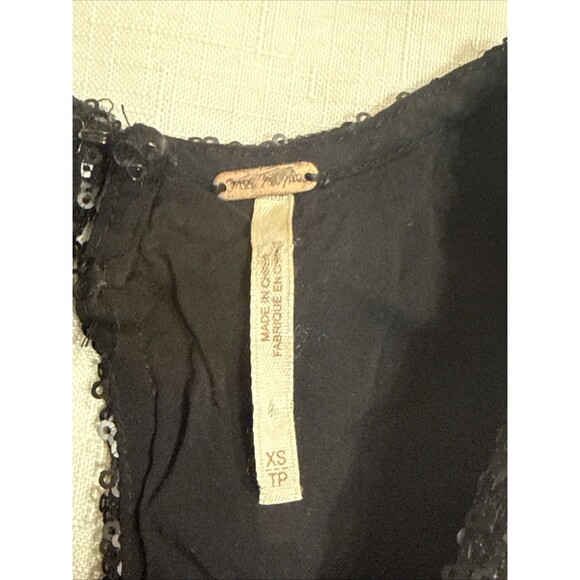(C1) Free People black sequined mini dress, flared and lined, women's size XS - Picture 7 of 13